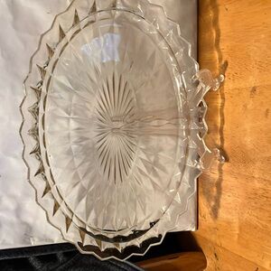 Vintage. 1960s -70s crystal oval shaped 11”-8”serving plate.  American brilliant